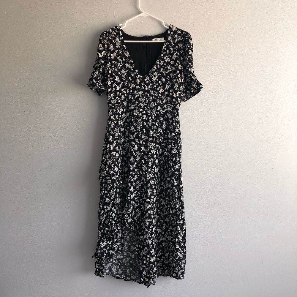 Faux wrap high low dress